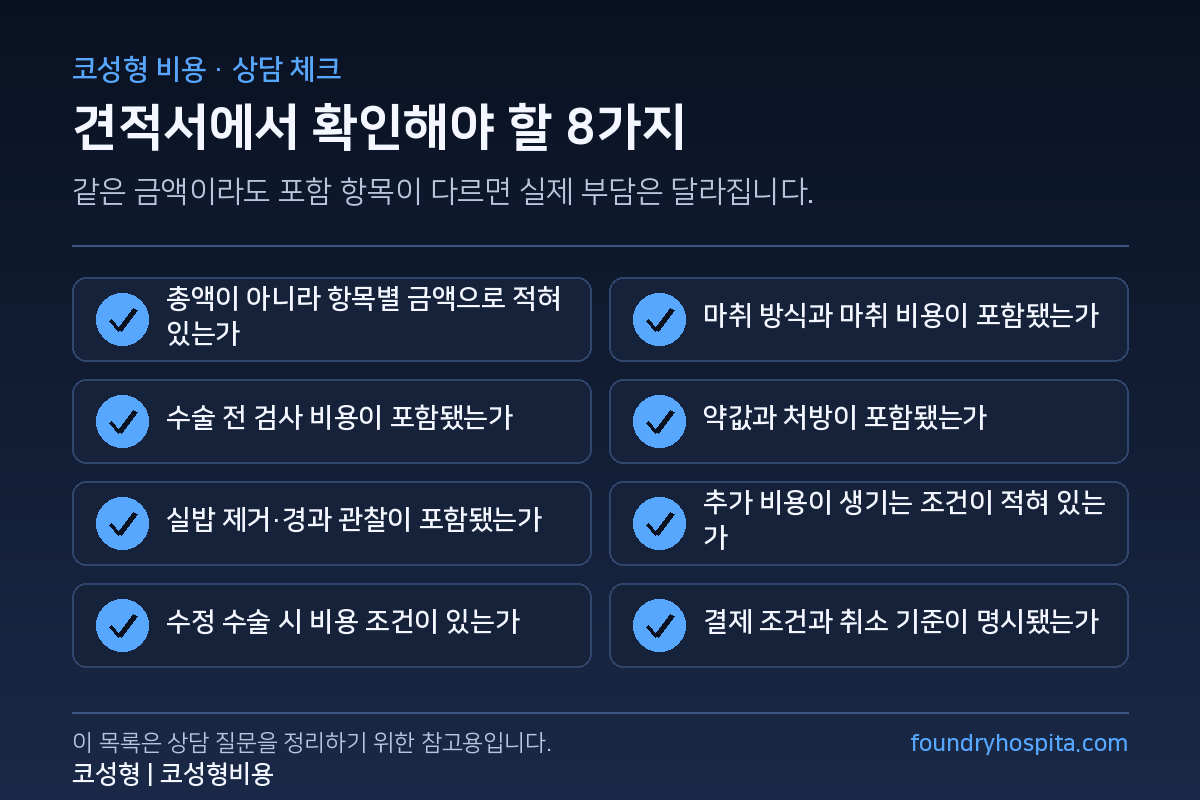 코성형 견적서에서 확인해야 할 8가지 항목 체크리스트
